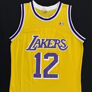 Vintage Champion Vlade Divac Los Angeles Lakers #12 Yellow Jersey Men’s Medium